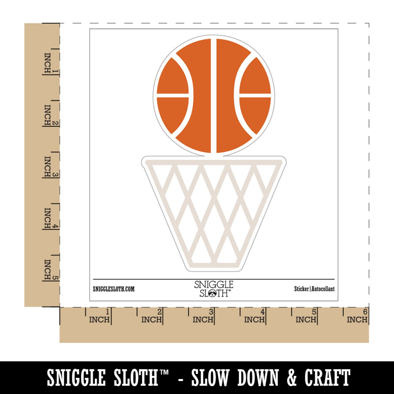 Basketball and Hoop Waterproof Vinyl Phone Tablet Laptop Water Bottle Sticker Set - 5 Pack